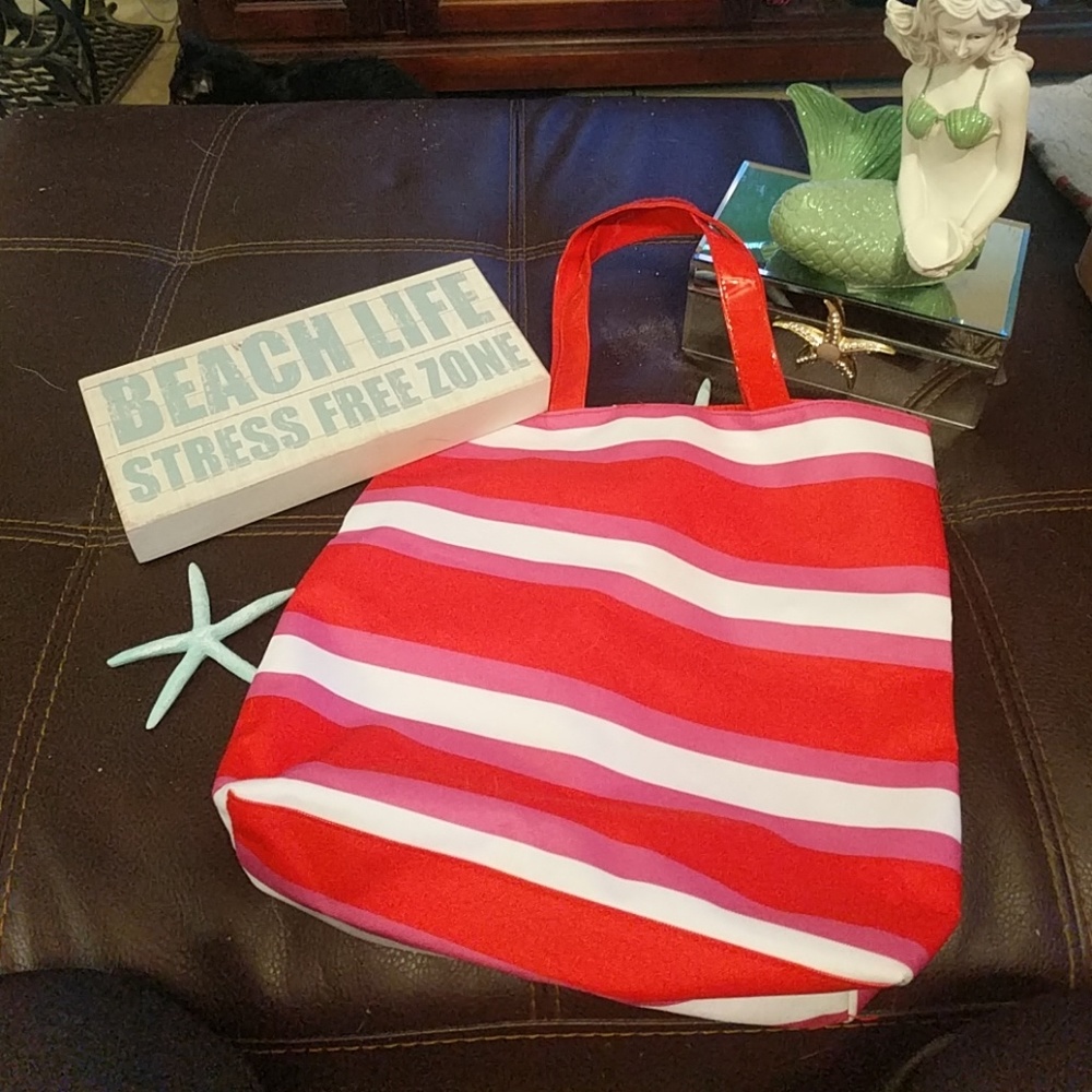 Pink and Red Beach Bag